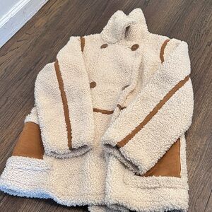 Stand Studio Cream and Brown Pea Coat